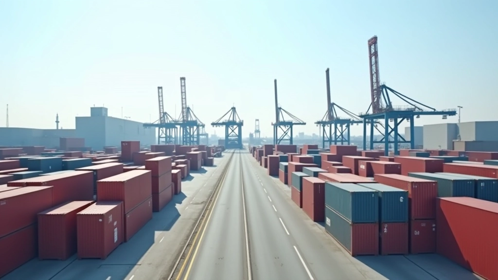 Modernes Fabrikgelände mit Containern und Lagerhallen bei Tageslicht